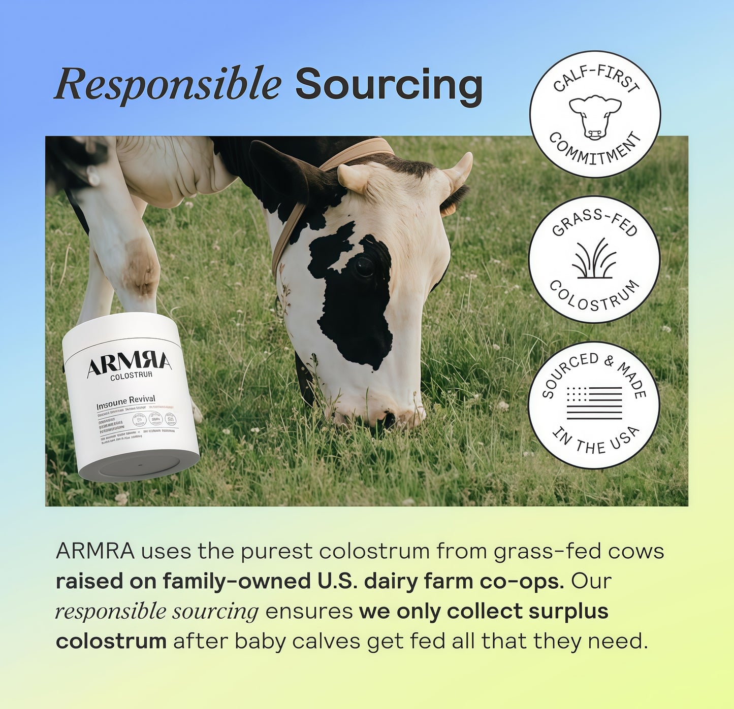 ARMRA ColostrumPowder IUnflavored| GutHealth & Bloating ISkin &Hair limmunity I Keto,Gluten & Fat-Free l120Servings